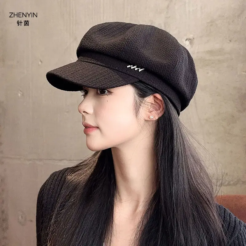 Needle Yin Black Octagonal Cap for Girls Winter Casual - Image 5