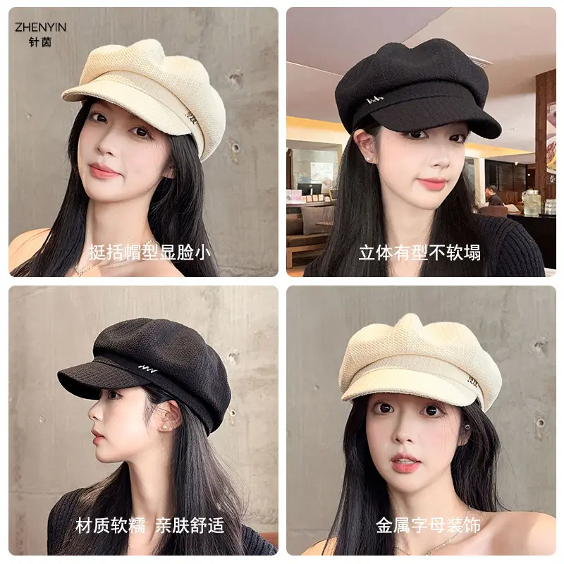 Needle Yin Black Octagonal Cap for Girls Winter Casual - Image 9