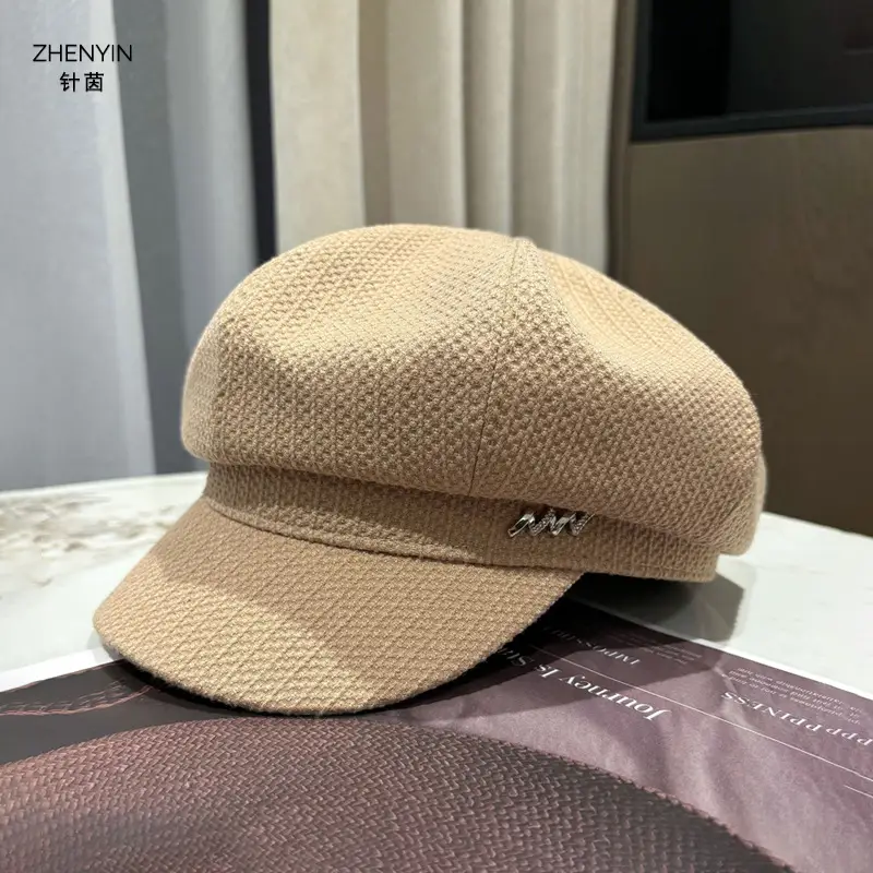 Needle Yin Black Octagonal Cap for Girls Winter Casual - Image 3