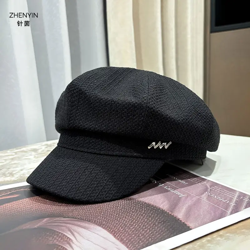 Needle Yin Black Octagonal Cap for Girls Winter Casual - Image 4