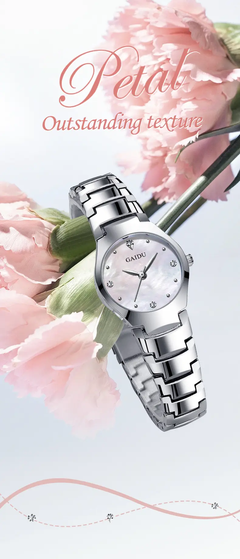 Ultra-Thin Women's Quartz Watch with Fine Steel Band — feature 14