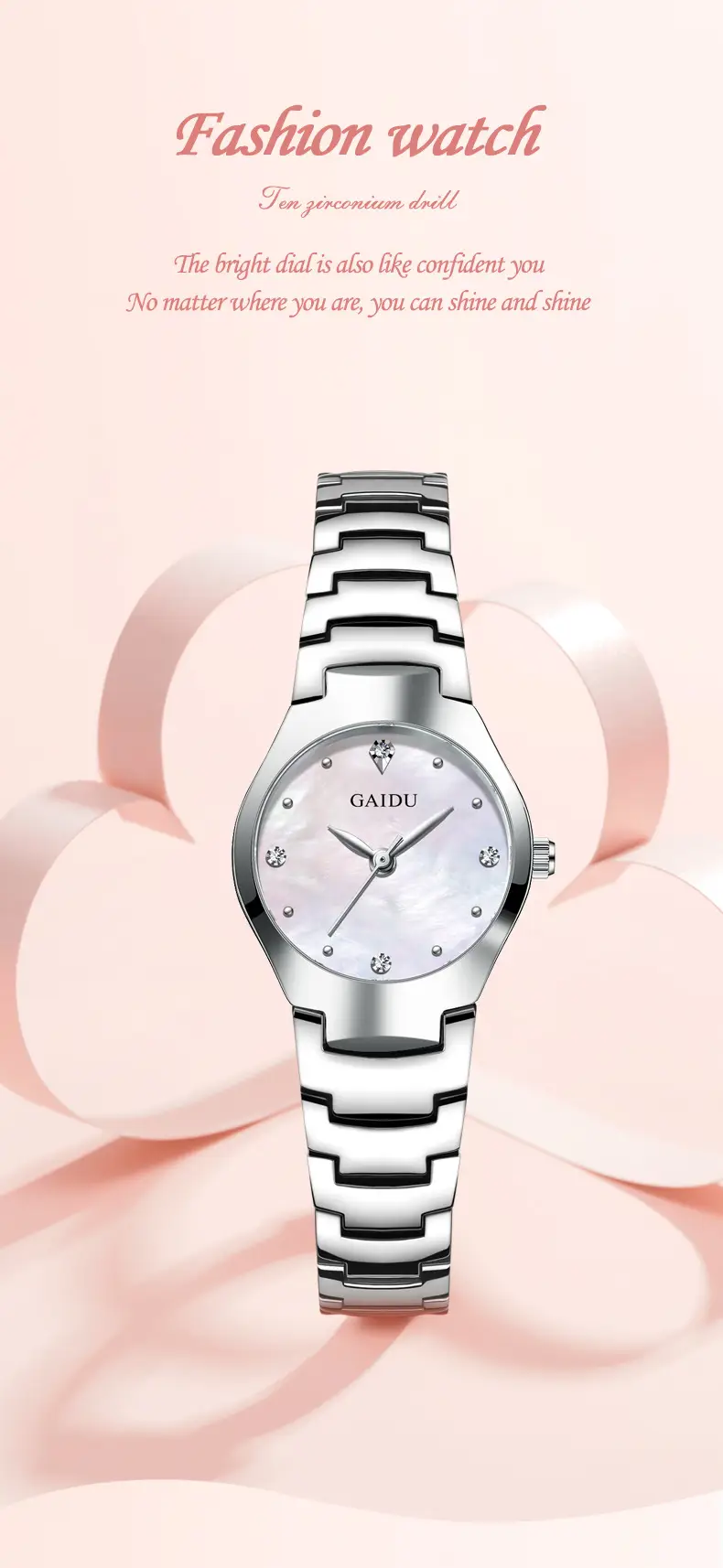 Ultra-Thin Women's Quartz Watch with Fine Steel Band — feature 18