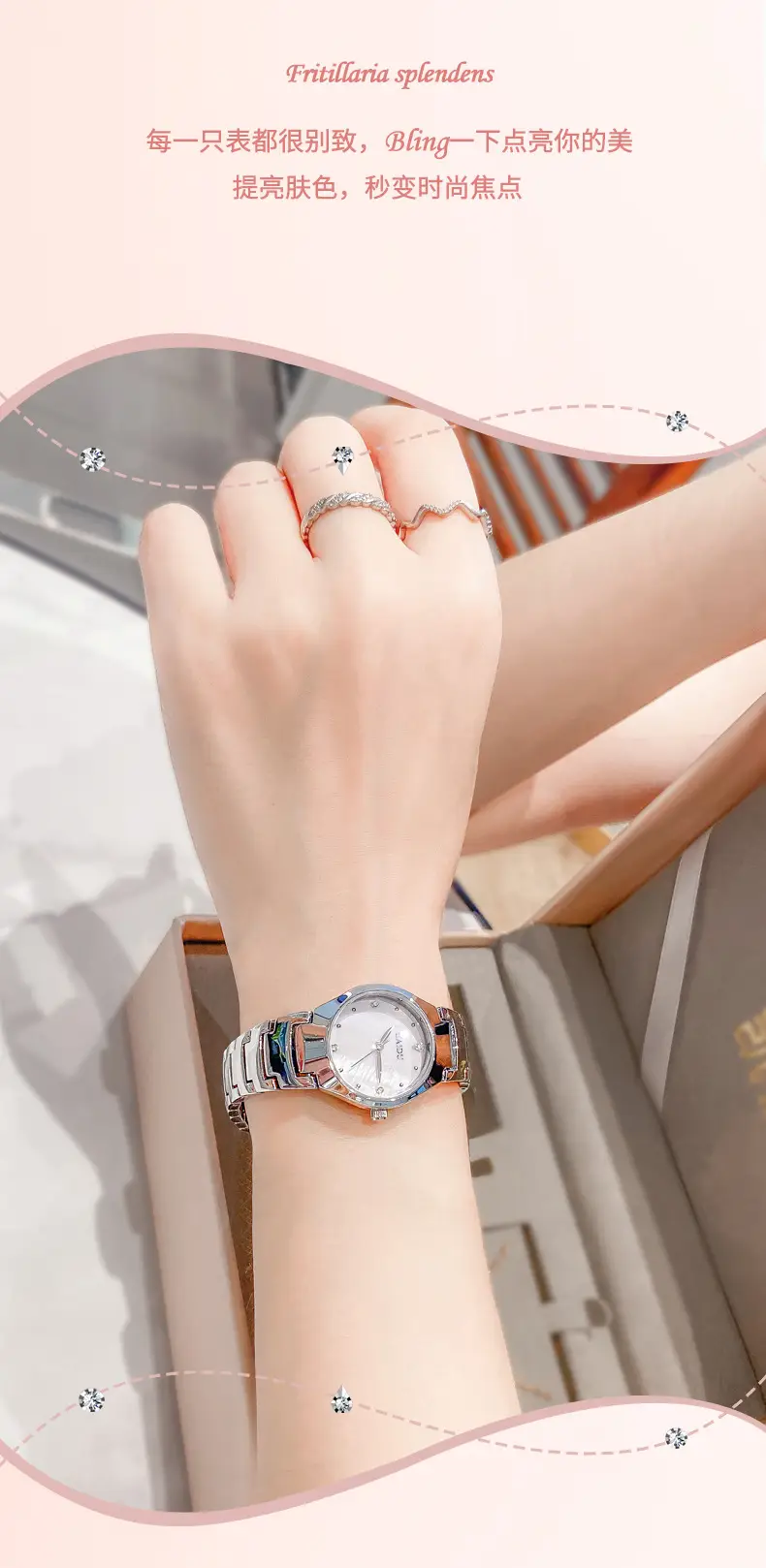 Ultra-Thin Women's Quartz Watch with Fine Steel Band — feature 4