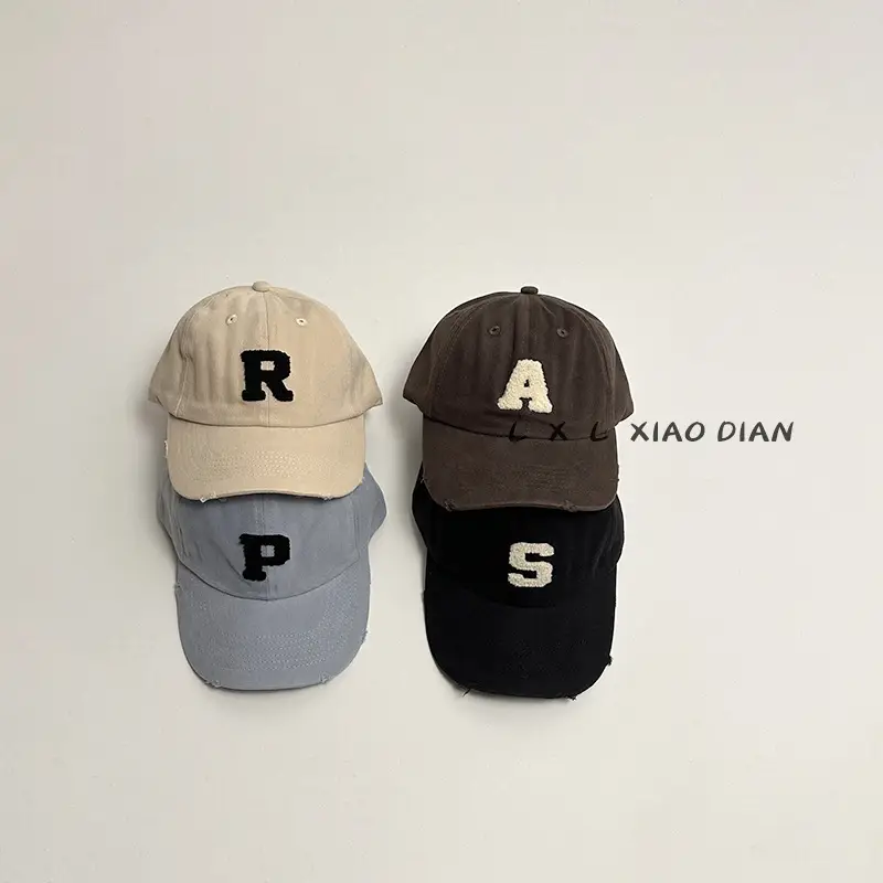 Vintage Distressed Kids Cap Beige Baseball Cap - Image 7