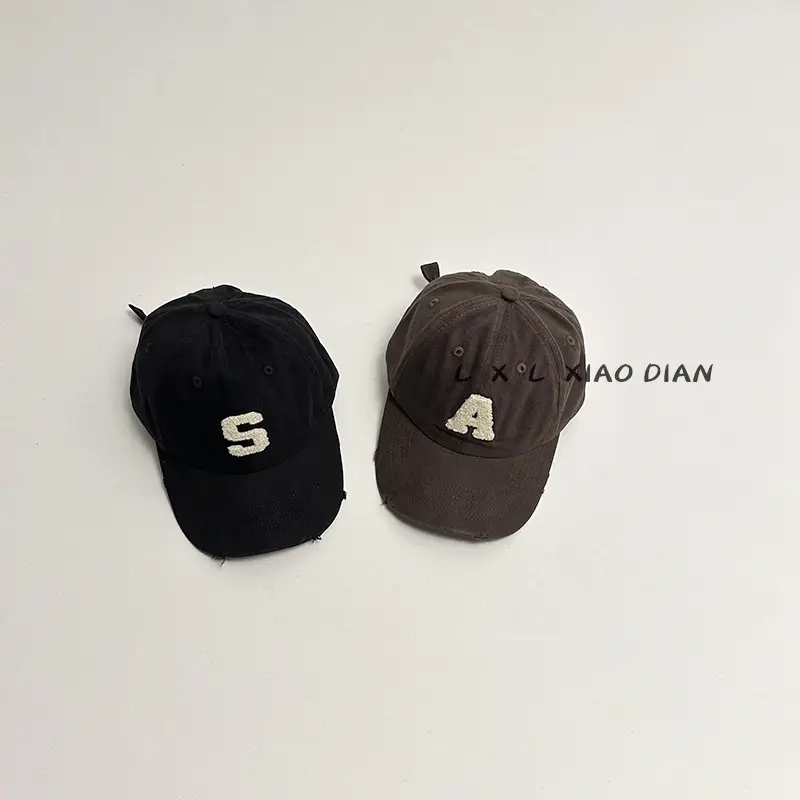 Vintage Distressed Kids Cap Beige Baseball Cap - Image 9