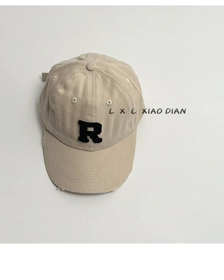 Vintage Distressed Kids Cap Beige Baseball Cap — feature 3