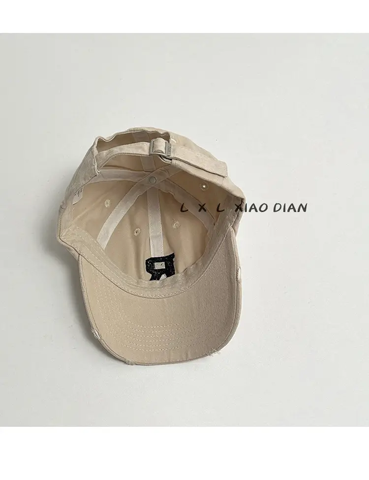 Vintage Distressed Kids Cap Beige Baseball Cap — feature 4