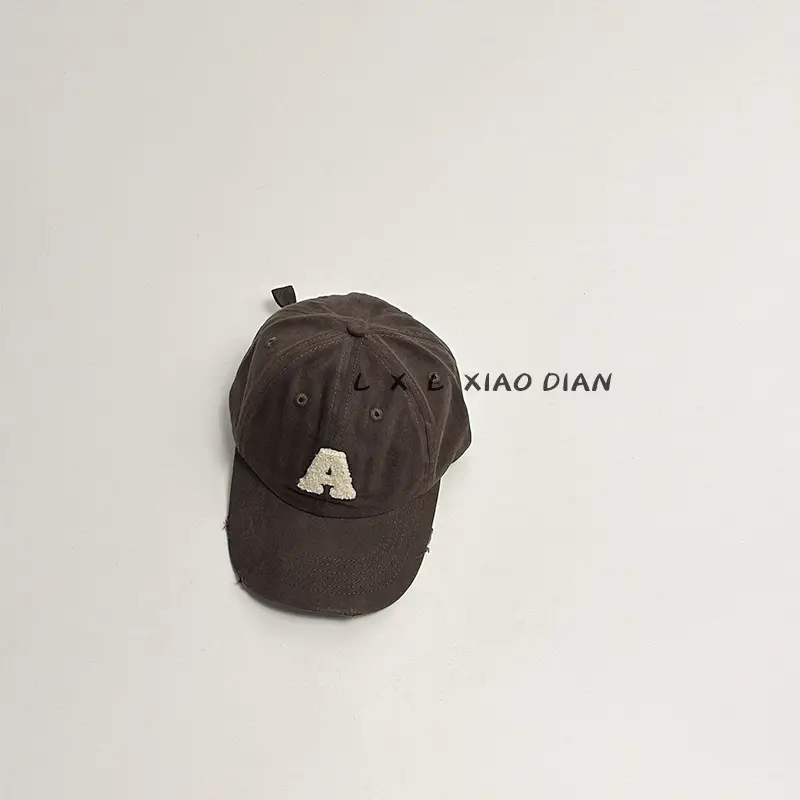 Vintage Distressed Kids Cap Beige Baseball Cap - Image 2