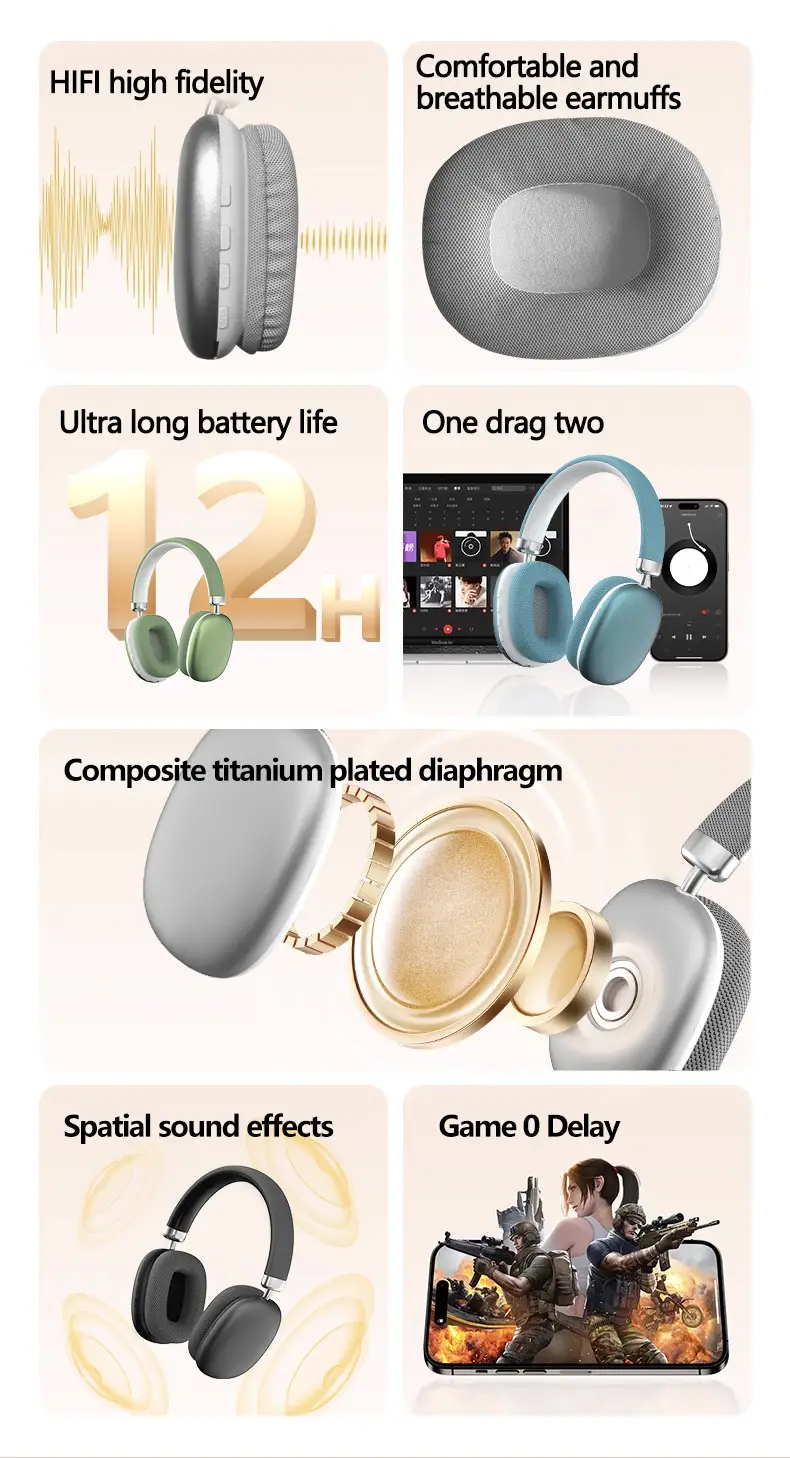 Pink Wireless Bluetooth Headphones Type-C for Students & Gamers β feature 4