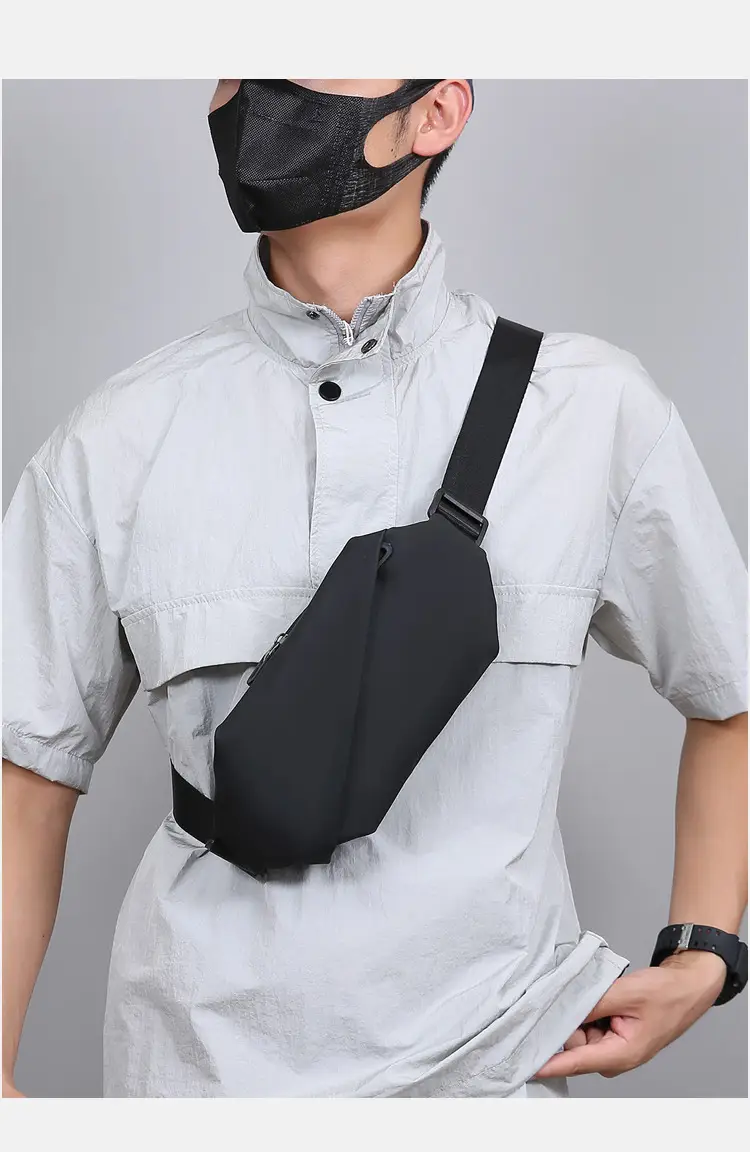 Men's Black Waterproof Crossbody Shoulder Bag with Water Bottle Holder — feature 17