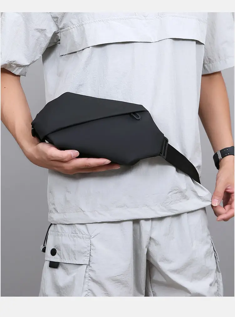 Men's Black Waterproof Crossbody Shoulder Bag with Water Bottle Holder — feature 19