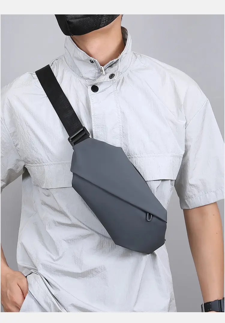Men's Black Waterproof Crossbody Shoulder Bag with Water Bottle Holder — feature 20