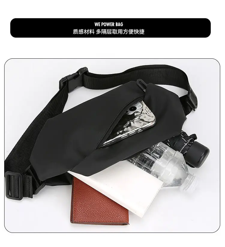 Men's Black Waterproof Crossbody Shoulder Bag with Water Bottle Holder — feature 9