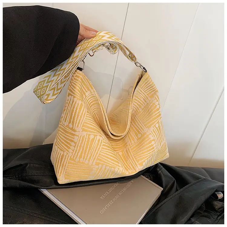 Women's Plaid Canvas Shoulder Bag 2024 Autumn Large Capacity - Image 6