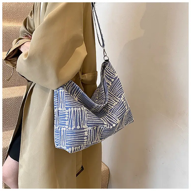 Women's Plaid Canvas Shoulder Bag 2024 Autumn Large Capacity — feature 15