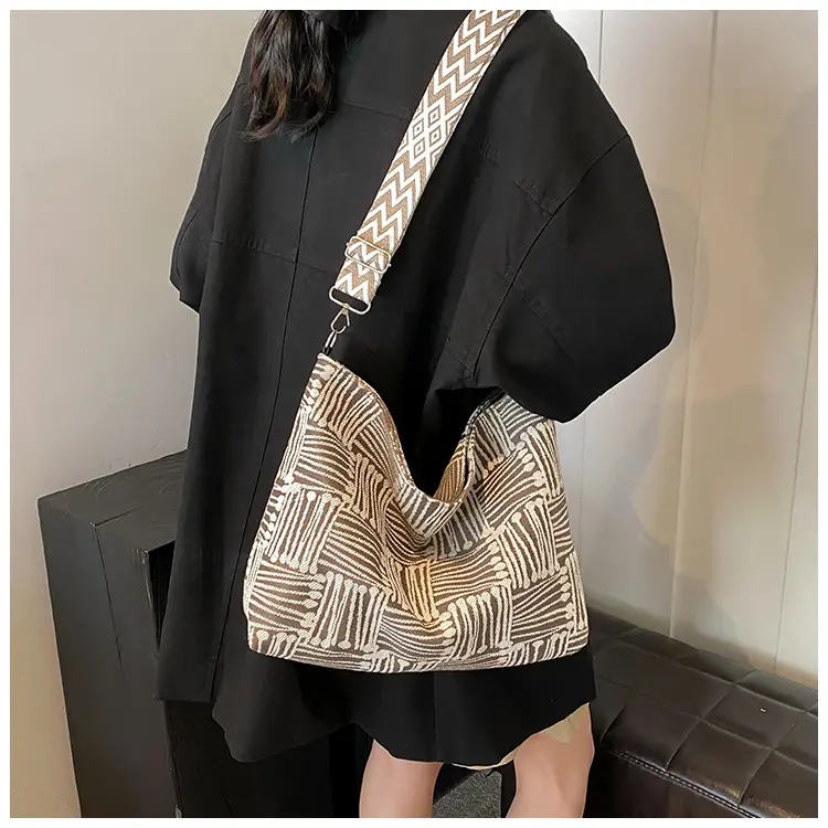 Women's Plaid Canvas Shoulder Bag 2024 Autumn Large Capacity — feature 20