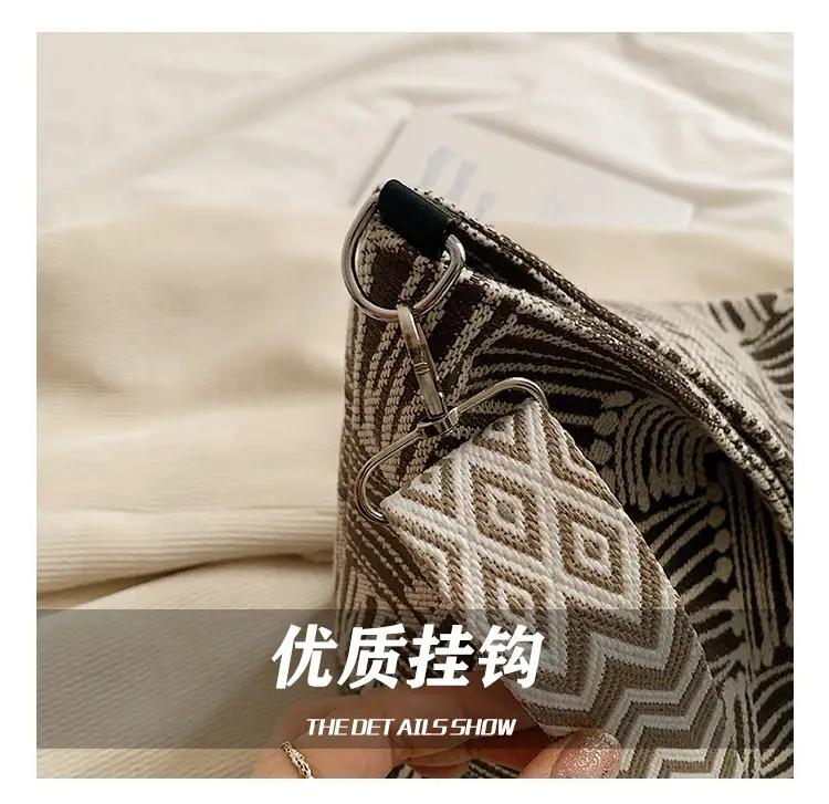 Women's Plaid Canvas Shoulder Bag 2024 Autumn Large Capacity — feature 8