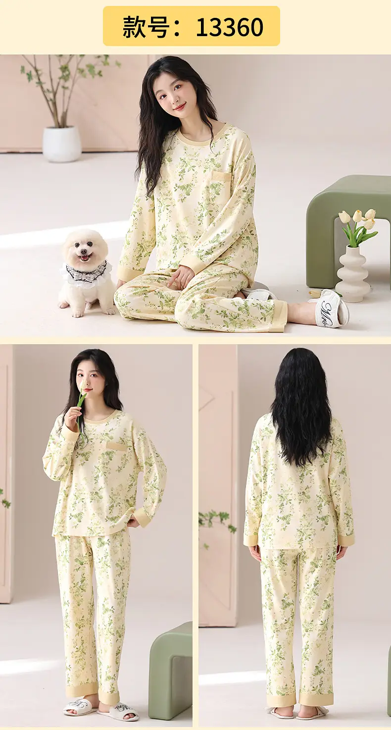Bra-Free Women's Cotton Floral Pajamas Set — feature 11