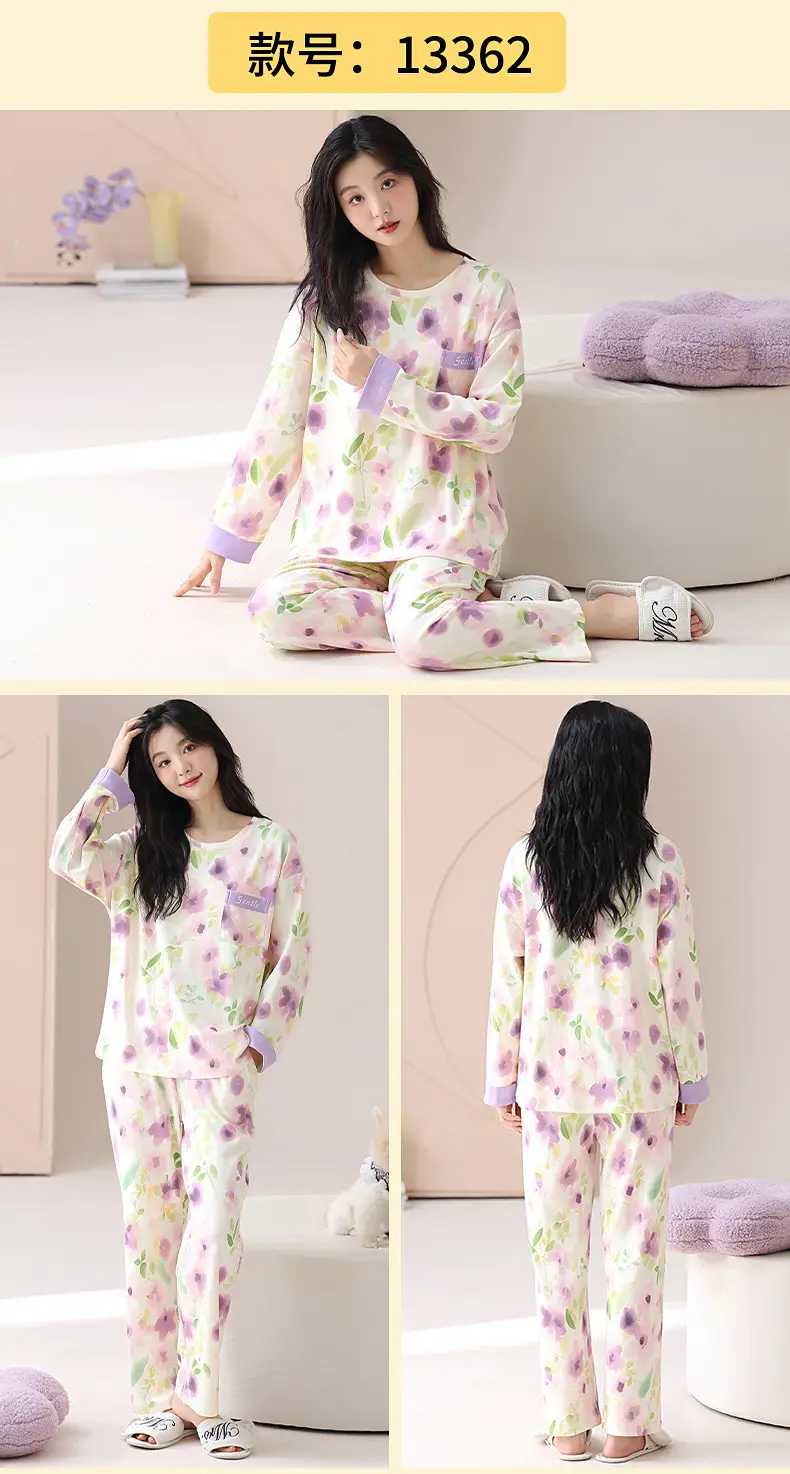 Bra-Free Women's Cotton Floral Pajamas Set — feature 19