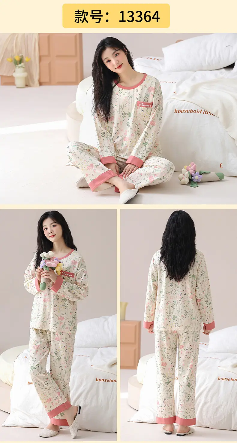 Bra-Free Women's Cotton Floral Pajamas Set — feature 27