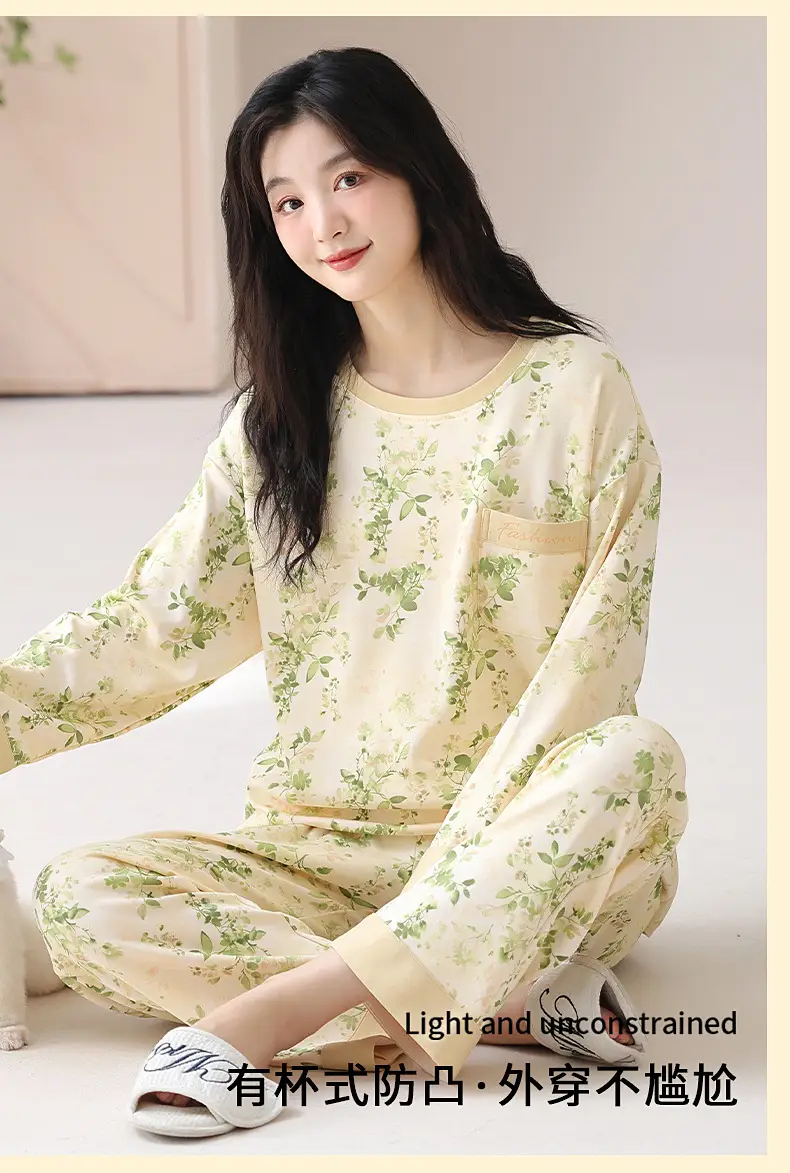 Bra-Free Women's Cotton Floral Pajamas Set — feature 8