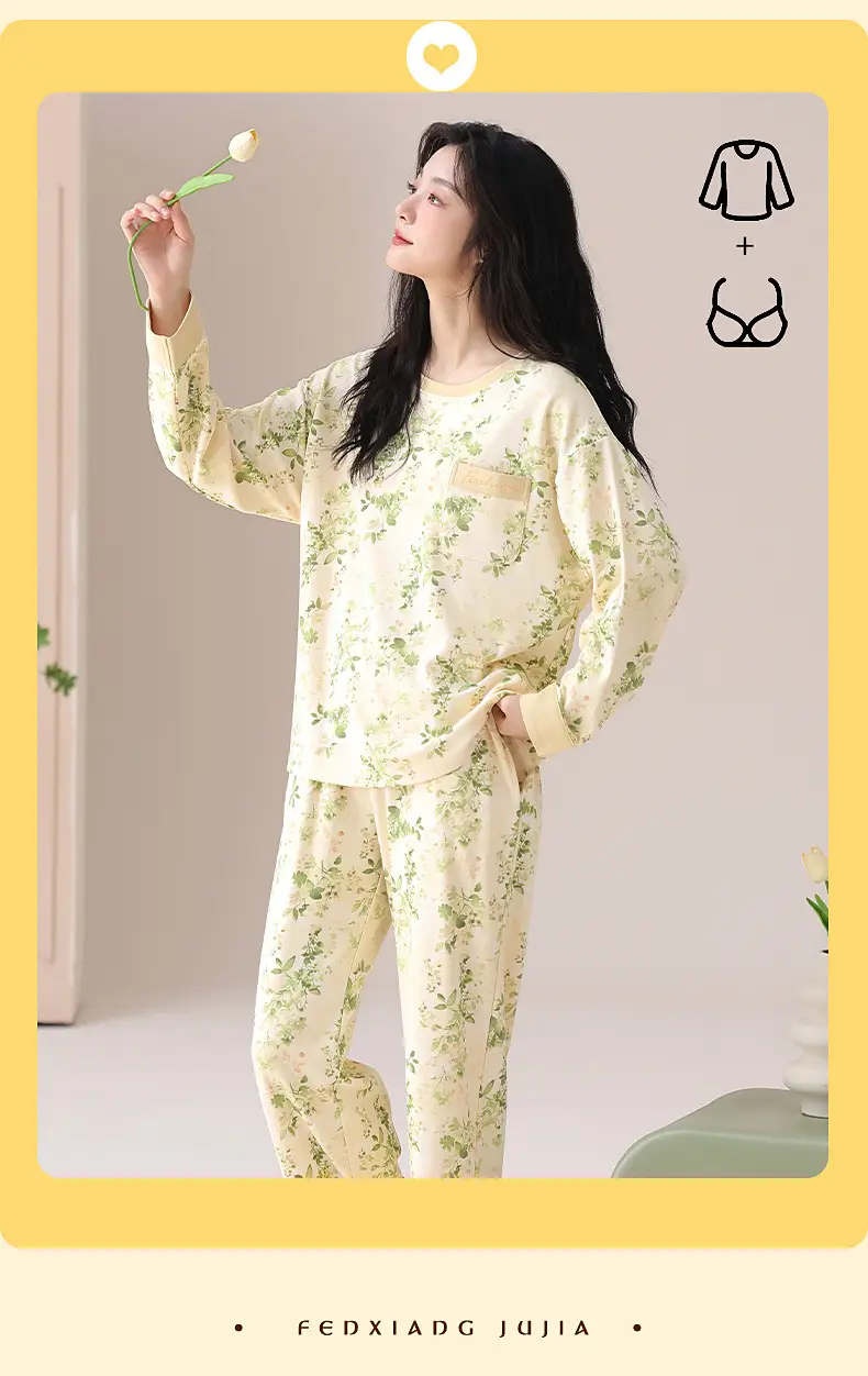 Bra-Free Women's Cotton Floral Pajamas Set — feature 9
