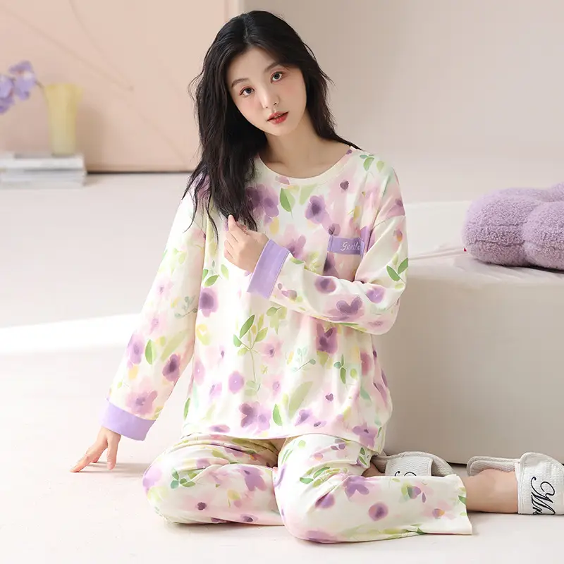 Bra-Free Women's Cotton Floral Pajamas Set