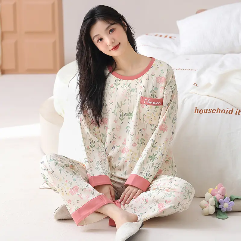 Bra-Free Women's Cotton Floral Pajamas Set