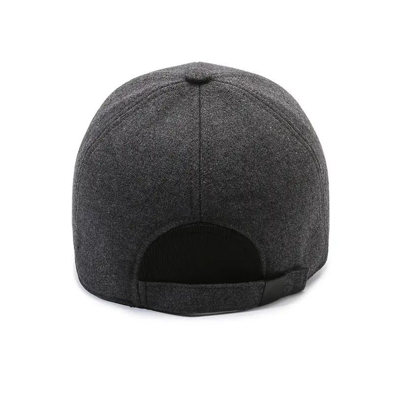 Men Embroidered Baseball Cap Grey Winter Warm Cotton - Image 6