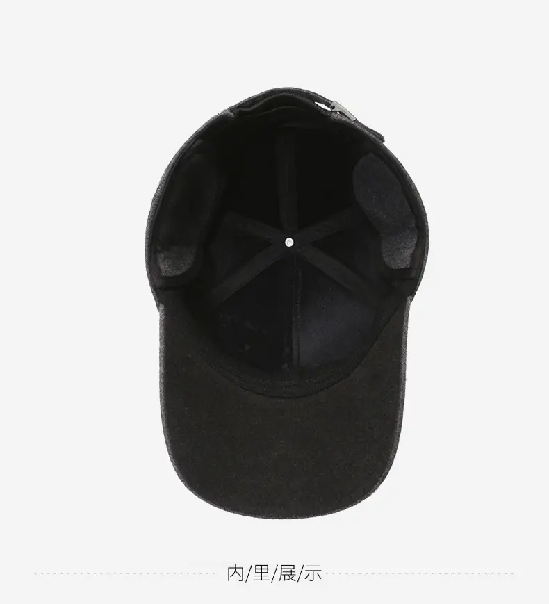 Men Embroidered Baseball Cap Grey Winter Warm Cotton — feature 13