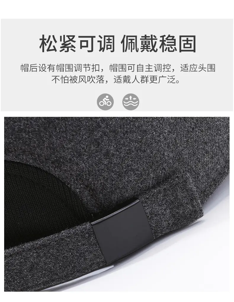 Men Embroidered Baseball Cap Grey Winter Warm Cotton — feature 4