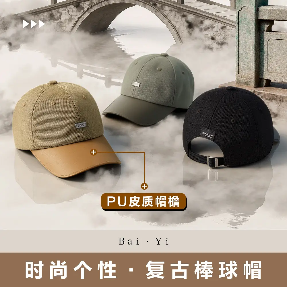 Men's Black Logo Baseball Cap with Embroidered Design - Image 5
