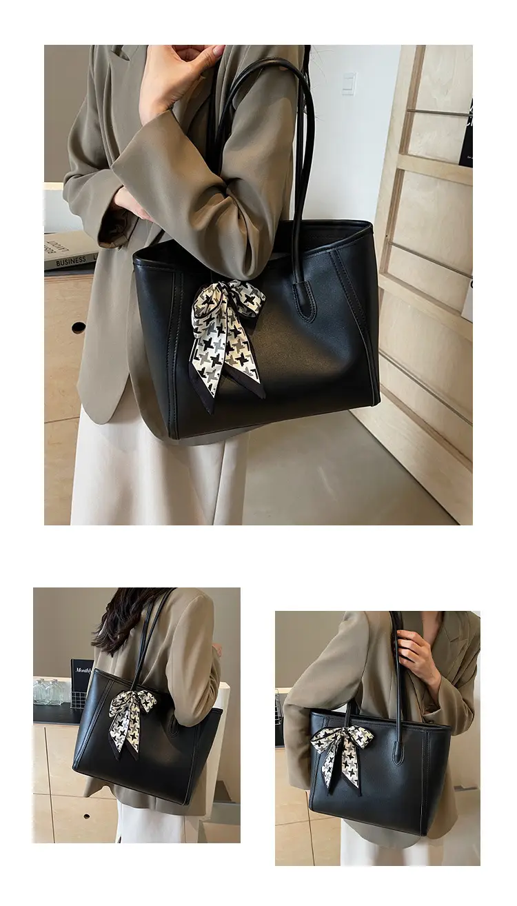 Women Large Capacity Tan Tote Bag with Bow — feature 8