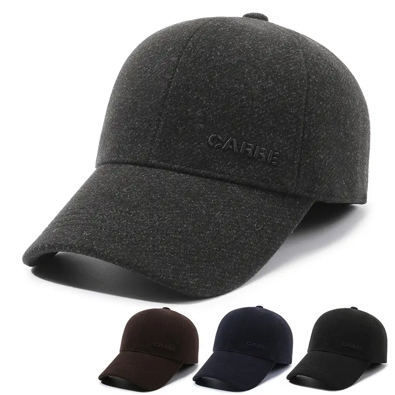 Men's Grey Fleece Baseball Cap Winter Windproof Ear Protection - Image 6
