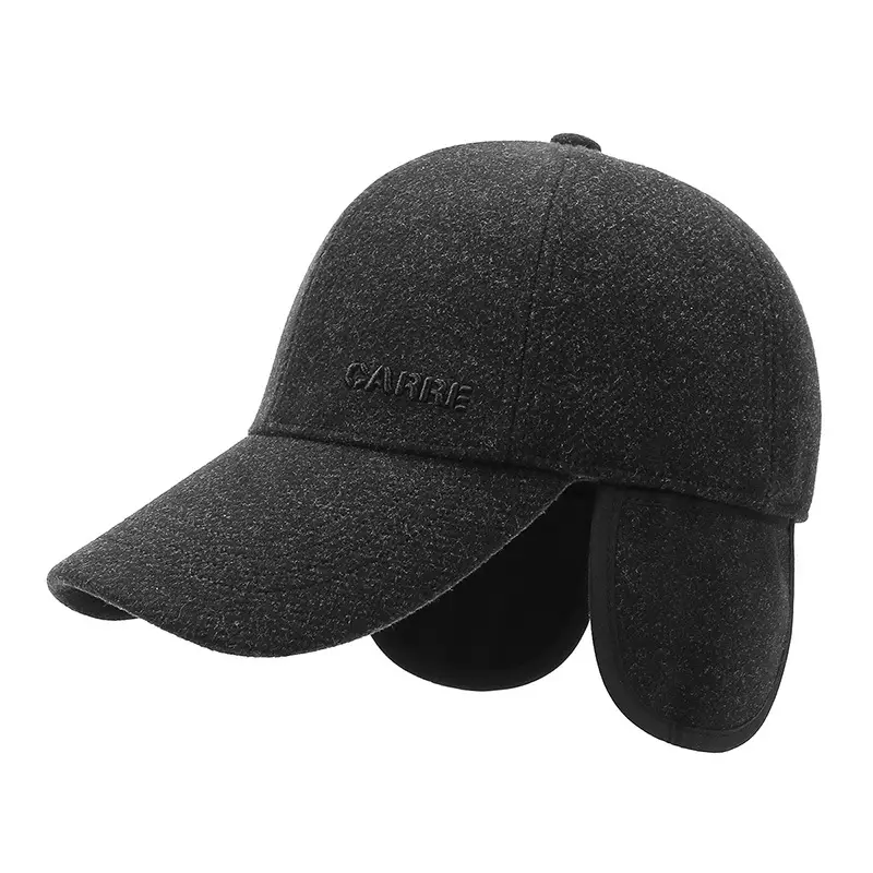 Men's Grey Fleece Baseball Cap Winter Windproof Ear Protection - Image 9