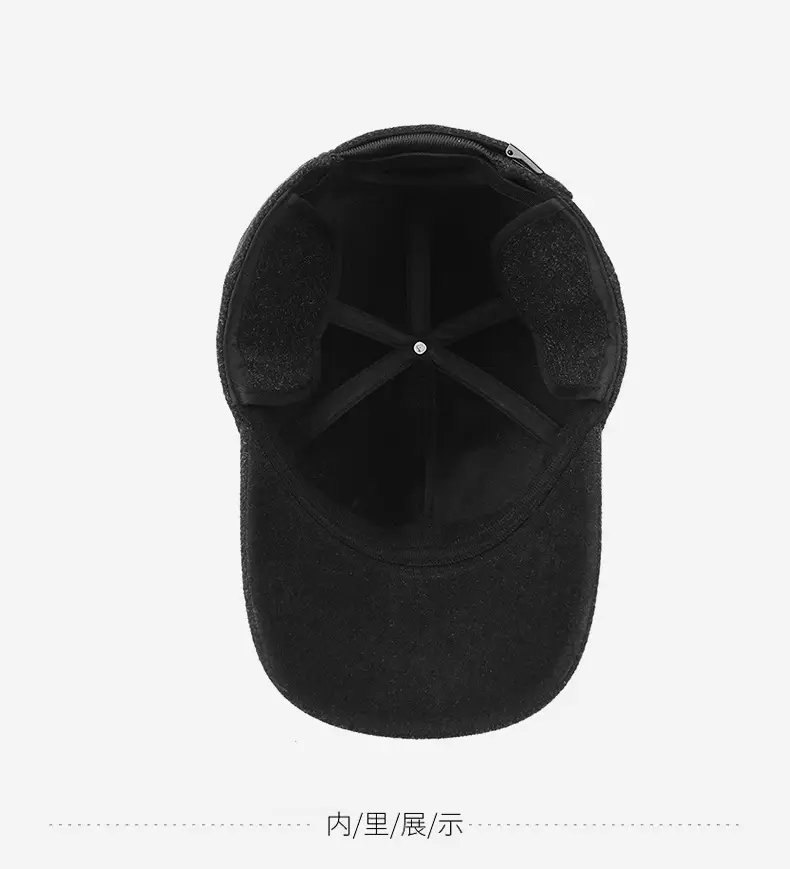Men's Grey Fleece Baseball Cap Winter Windproof Ear Protection — feature 13