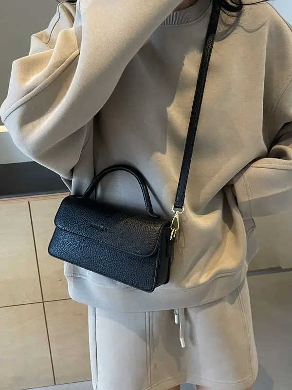 French Style Brown Square Shoulder Bag for Women - Image 6