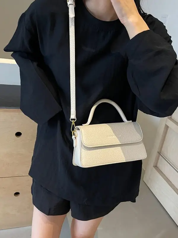 French Style Brown Square Shoulder Bag for Women - Image 7