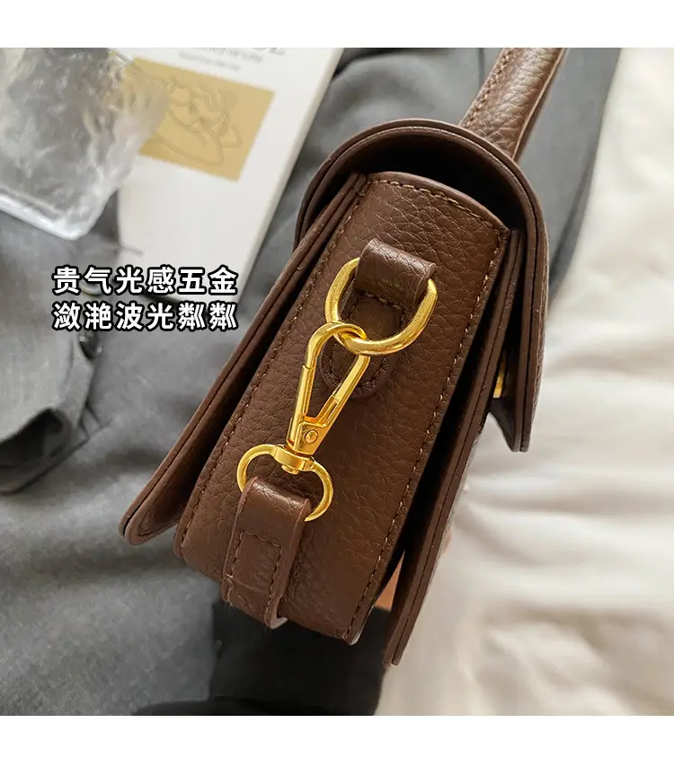 French Style Brown Square Shoulder Bag for Women — feature 4