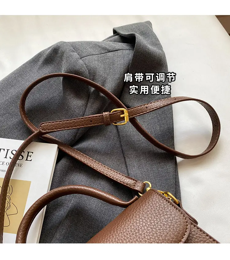 French Style Brown Square Shoulder Bag for Women — feature 5