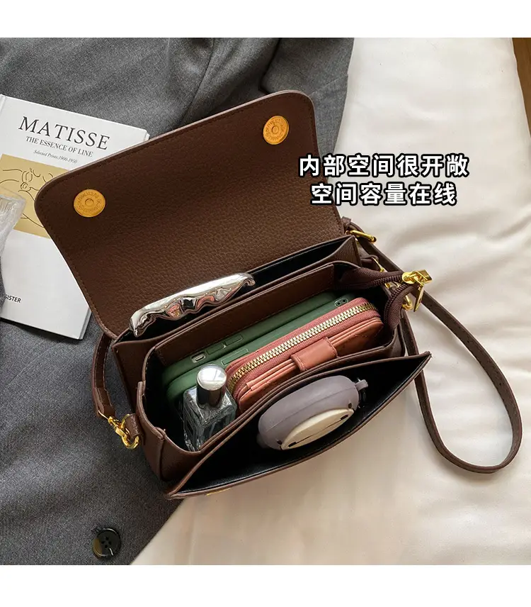 French Style Brown Square Shoulder Bag for Women — feature 6