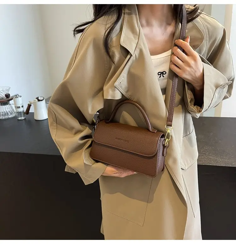 French Style Brown Square Shoulder Bag for Women — feature 7