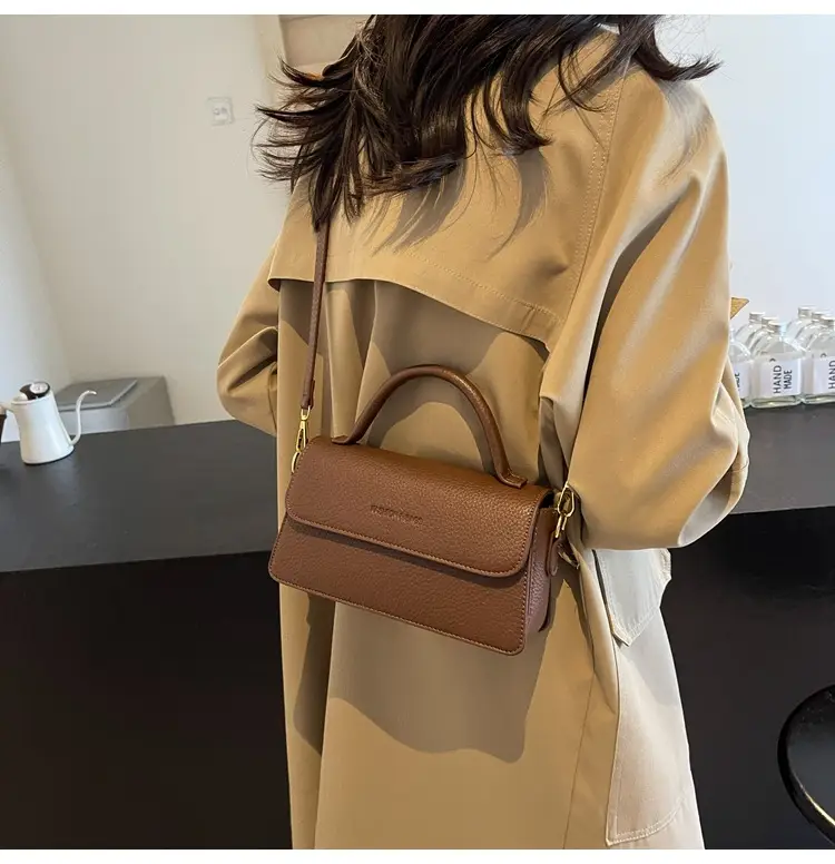 French Style Brown Square Shoulder Bag for Women — feature 8