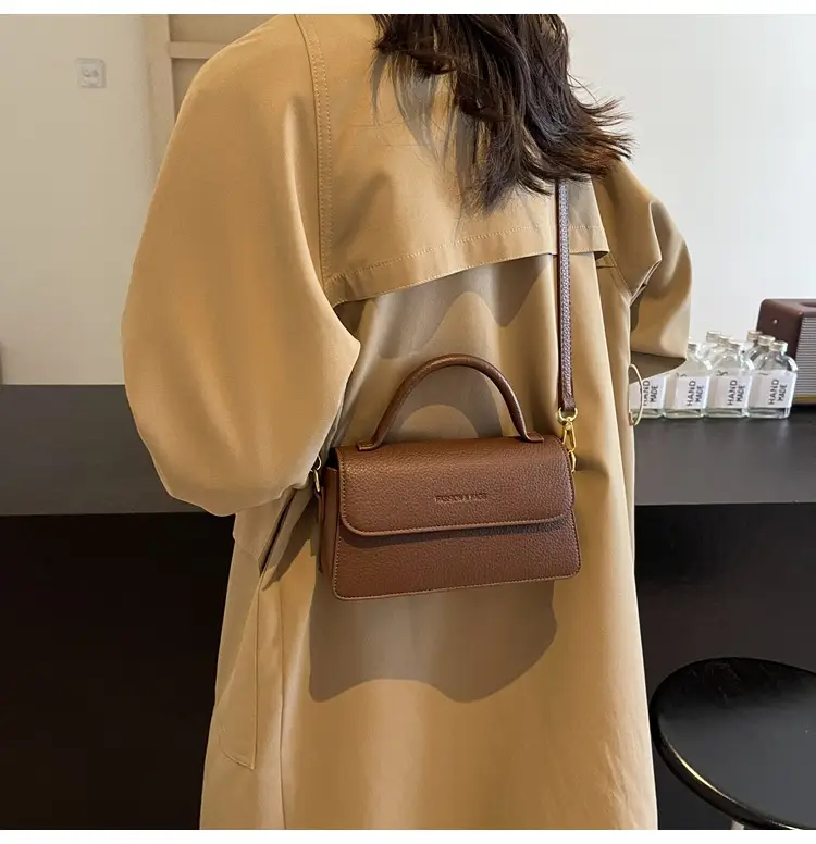 French Style Brown Square Shoulder Bag for Women — feature 9