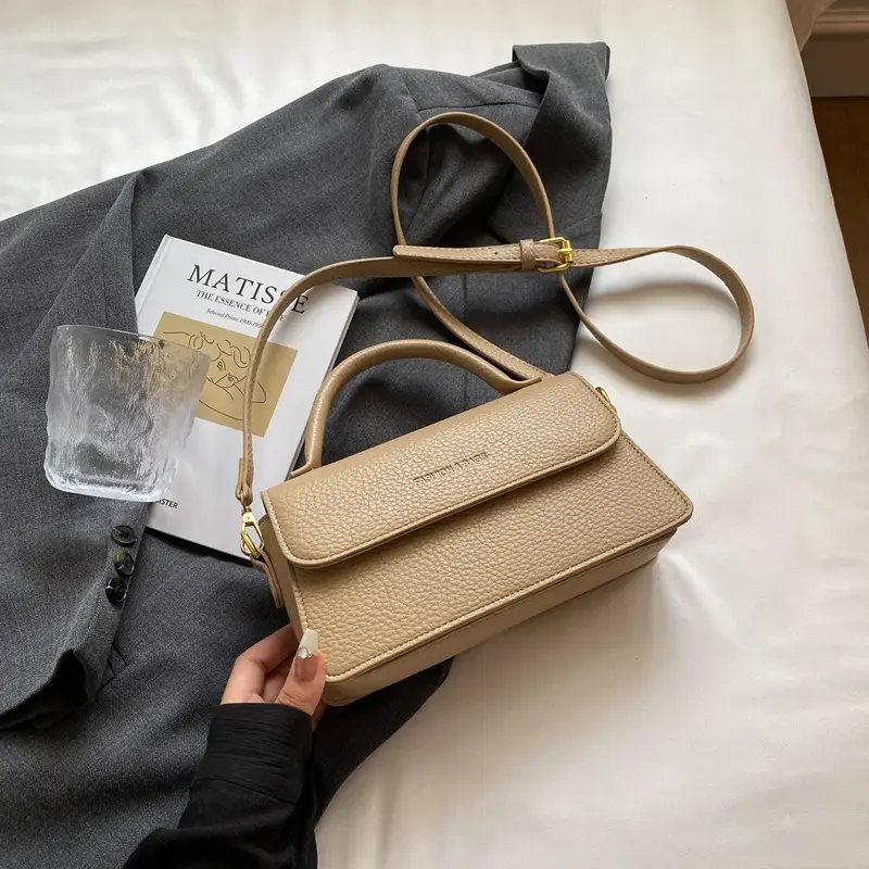French Style Brown Square Shoulder Bag for Women - Image 2