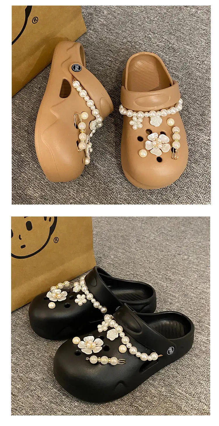 Women's Cream Floral Embellished Croc Heels — feature 28