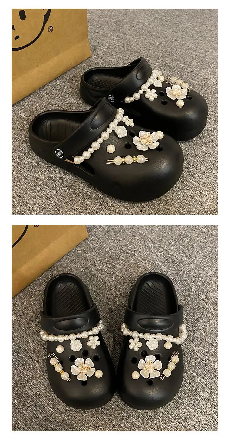 Women's Cream Floral Embellished Croc Heels — feature 29