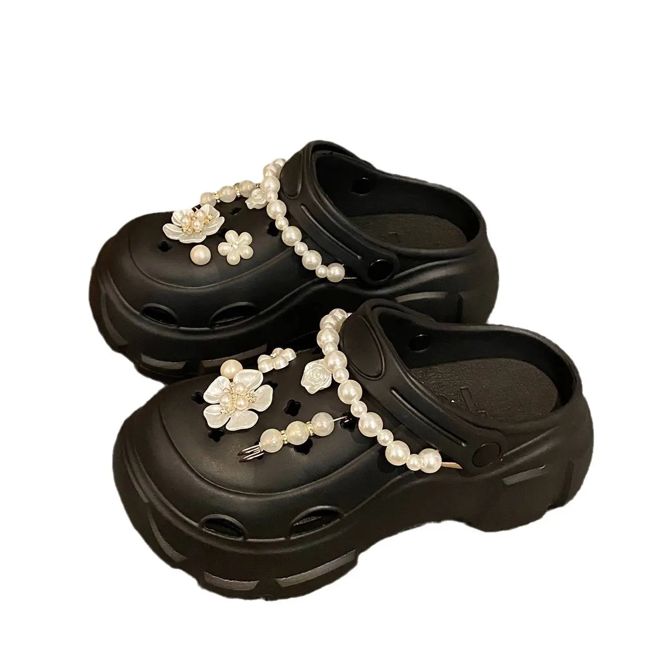 Women's Neon Pearl Decorated Thick Sandals - Image 8
