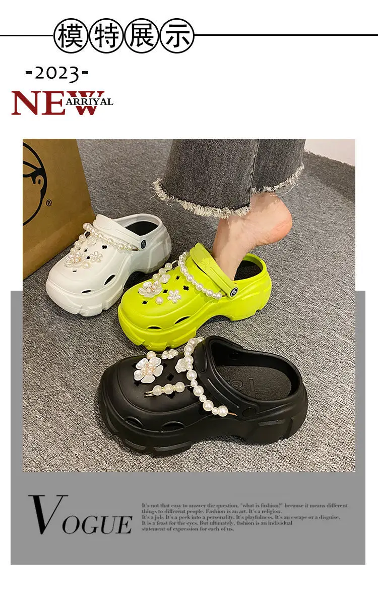 Women's Neon Pearl Decorated Thick Sandals — feature 16