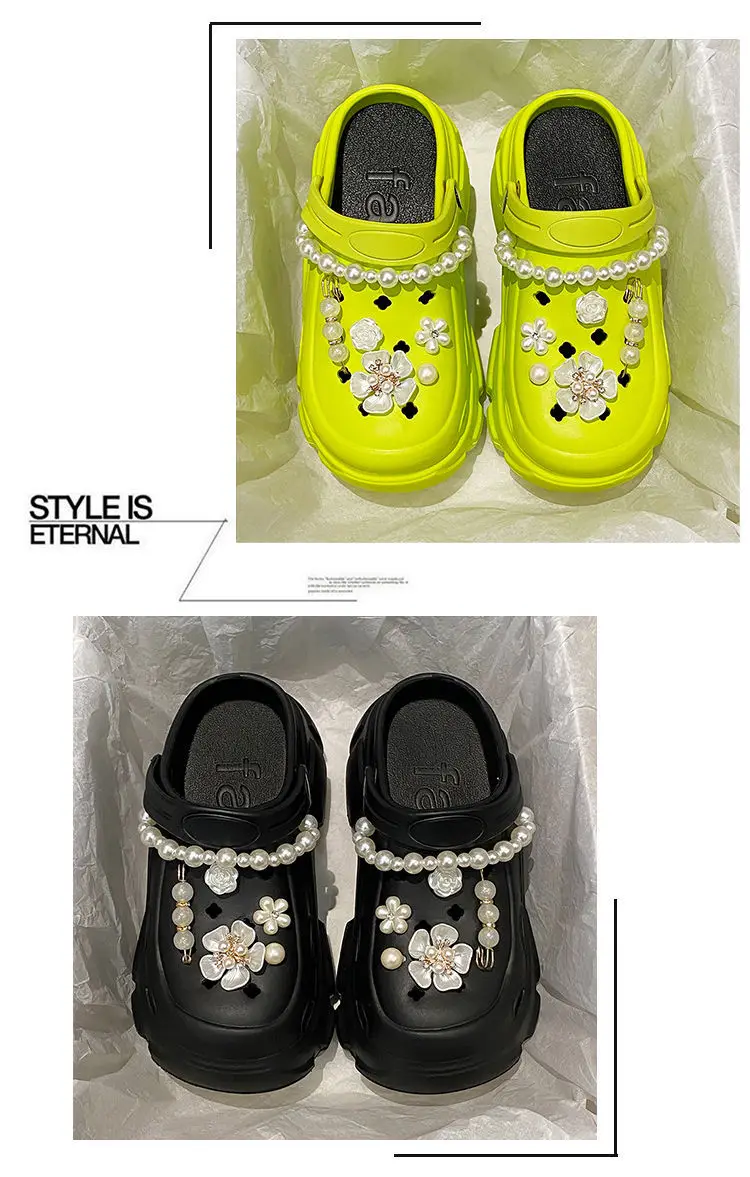 Women's Neon Pearl Decorated Thick Sandals — feature 34